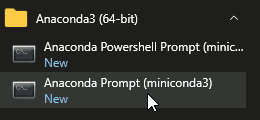 Anaconda Prompt in Windows Start Menu